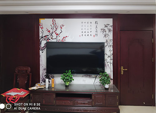 广西中式家庭装修电视柜效果展示