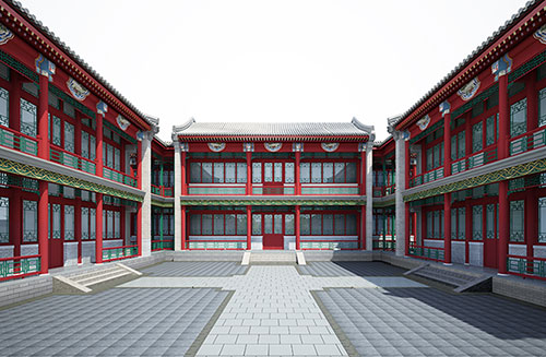 广西北京四合院设计古建筑鸟瞰图展示